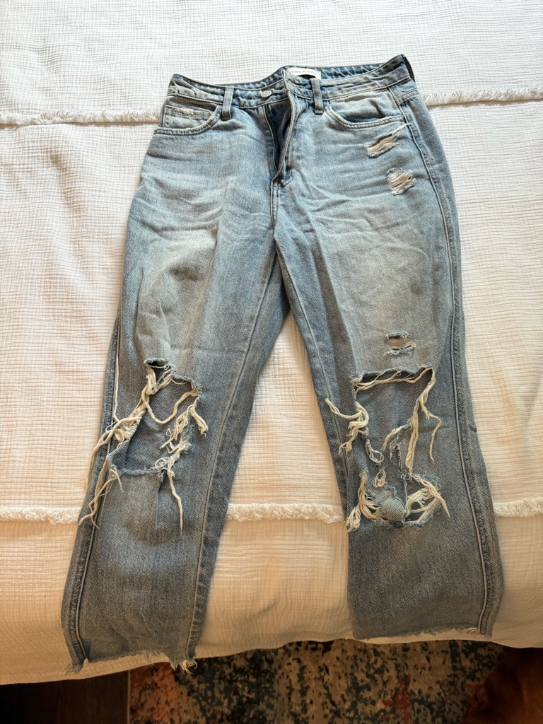 Frame Denim Light Blue Distressed Boyfriend Jeans